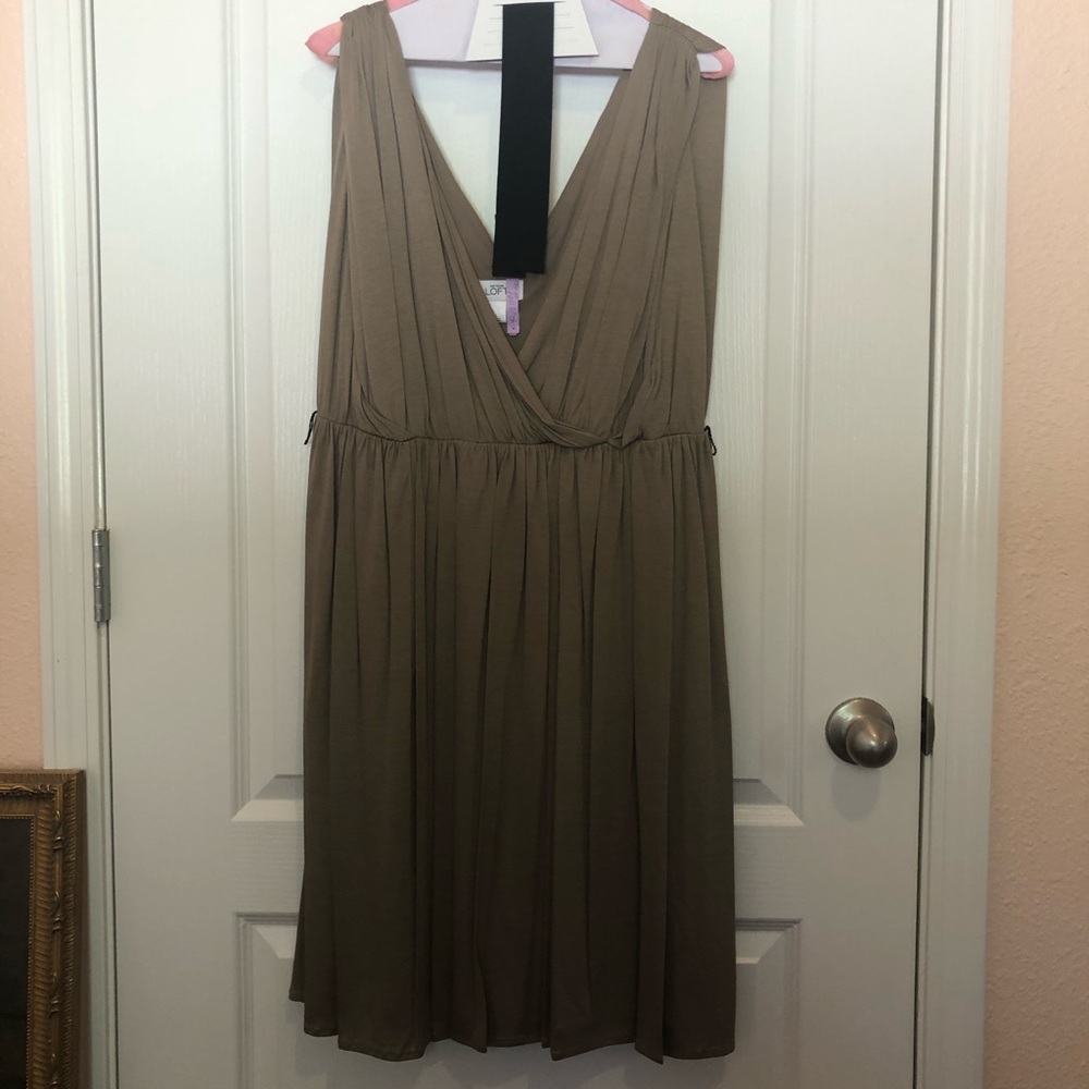 LOFT V-neck Tan Dress